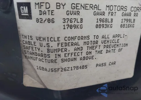 2006 Saturn Ion 2 from USA, damaged, VIN 1G8AJ55F26Z178485